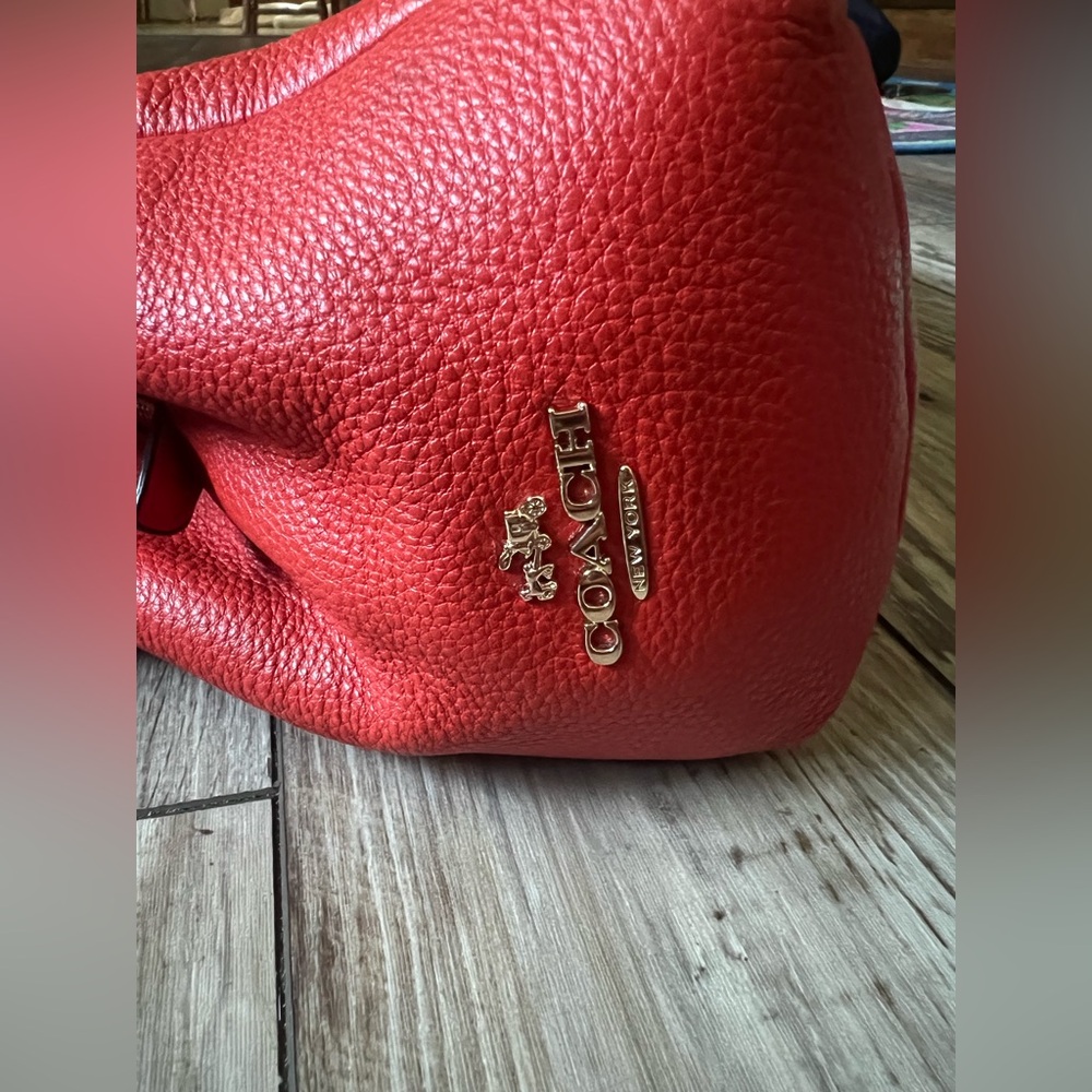 COACH Madison Phoebe Tumbled Cardinal Red Leather 3 Section Shoulder Bag - Picture 6 of 16
